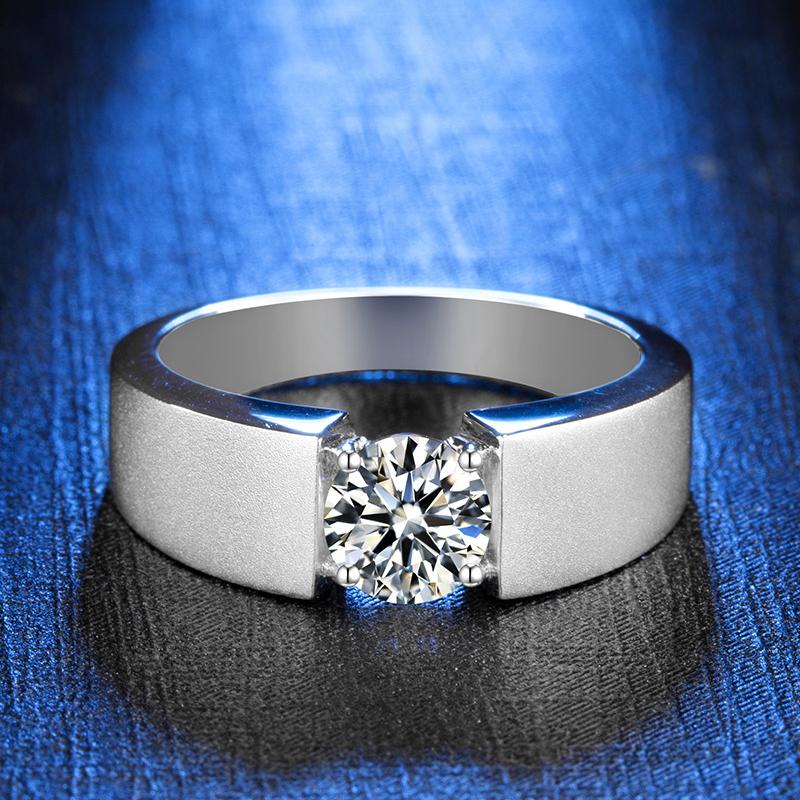 925 Sterling Silver Classic Round Cut CZ Solitaire Men Ring