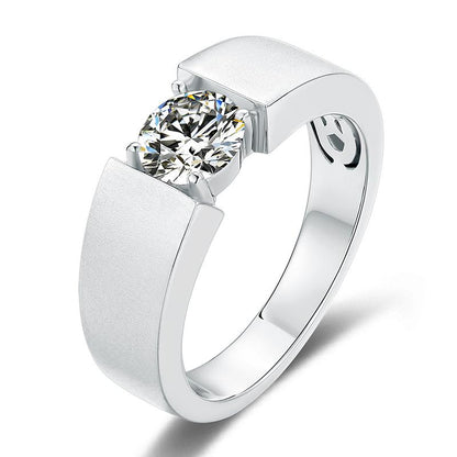 925 Sterling Silver Classic Round Cut CZ Solitaire Men Ring