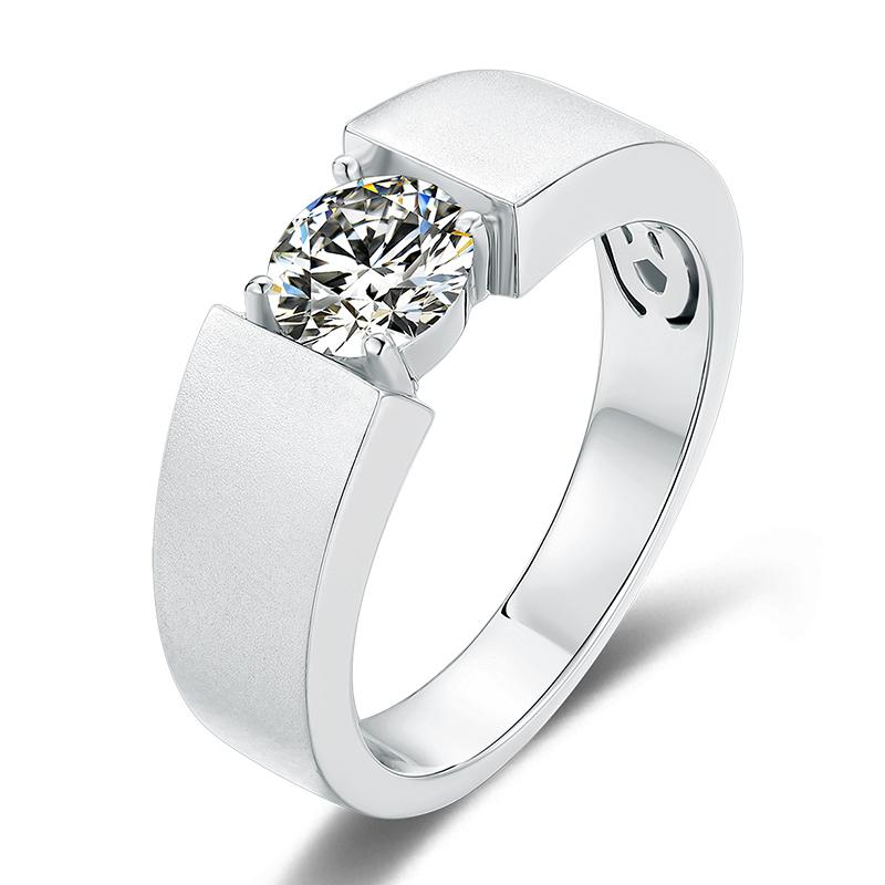 925 Sterling Silver Classic Round Cut CZ Solitaire Men Ring