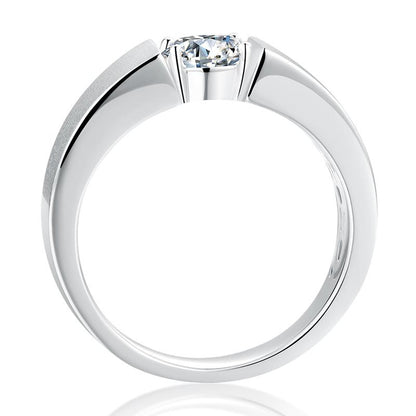 925 Sterling Silver Classic Round Cut CZ Solitaire Men Ring