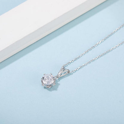 925 Sterling Silver Classic Brilliant Round CZ Pendant Necklace