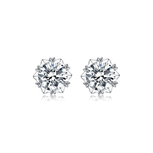 925 Sterling Silver Classic Round Cut Stud Earrings