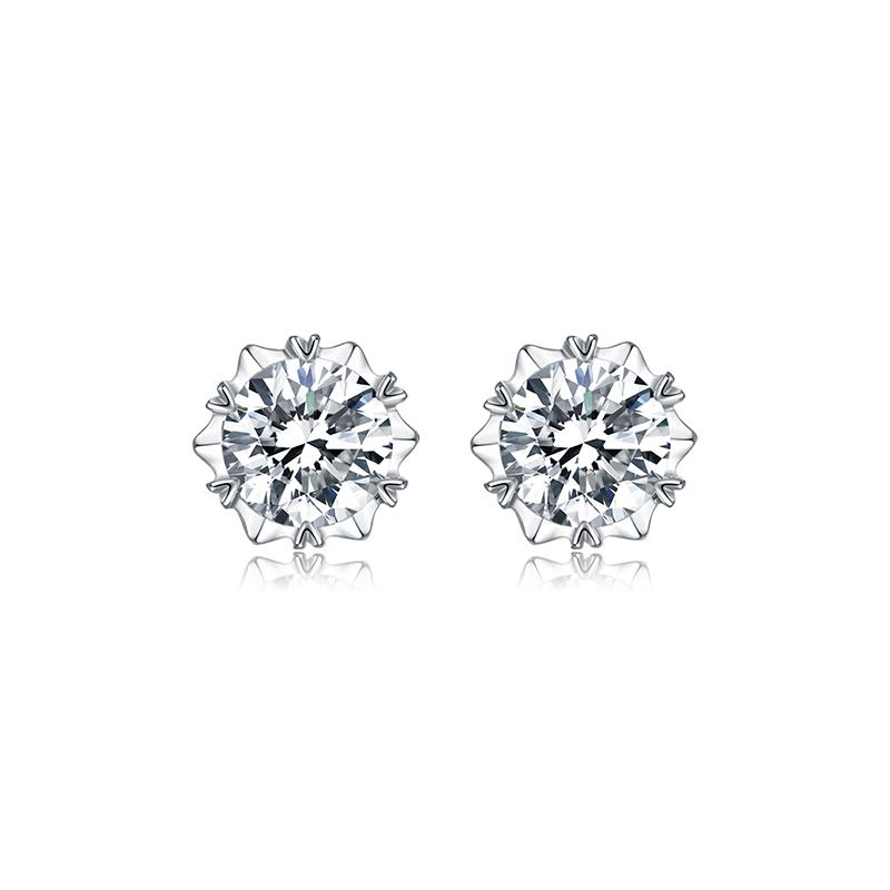 925 Sterling Silver Classic Round Cut Stud Earrings