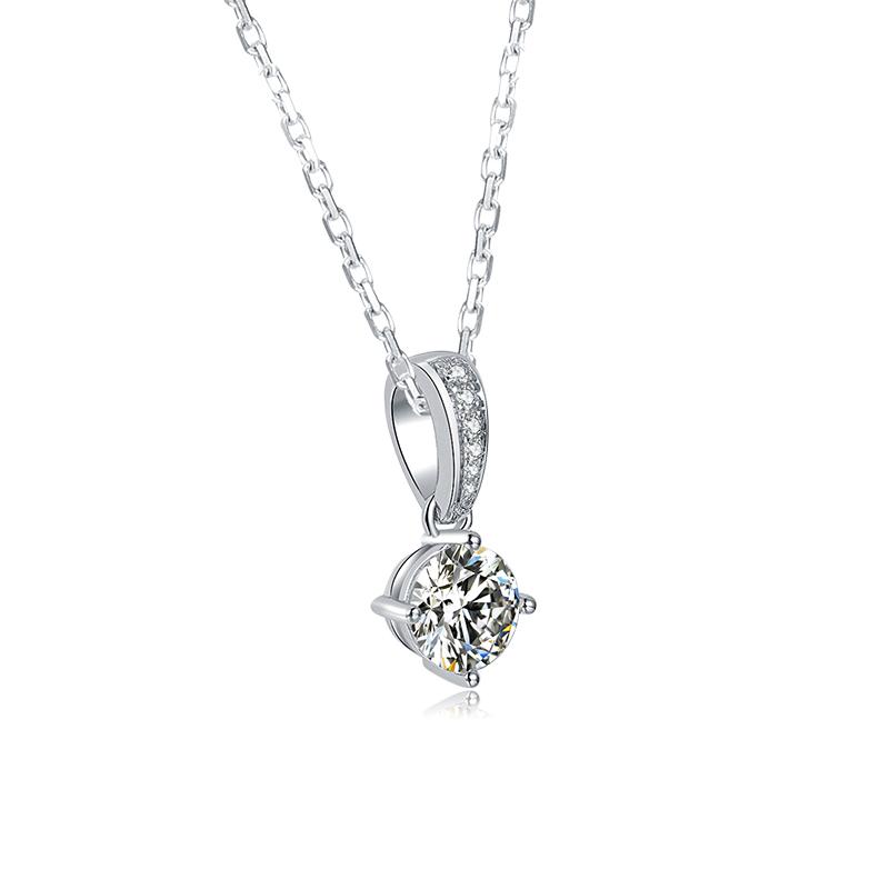 925 Sterling Silver Classic Brilliant Round CZ Pendant Necklace