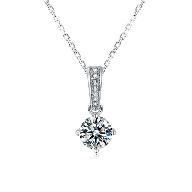 925 Sterling Silver Classic Brilliant Round CZ Pendant Necklace