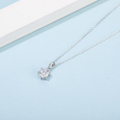 925 Sterling Silver Classic Brilliant Round CZ Pendant Necklace