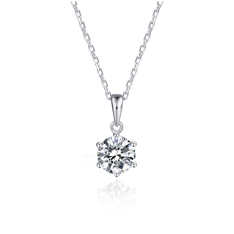 925 Sterling Silver Classic Brilliant Round CZ Pendant Necklace