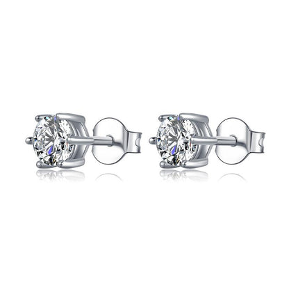 925 Sterling Silver Classic Round Cut Cubic Zirconia Stud Earrings