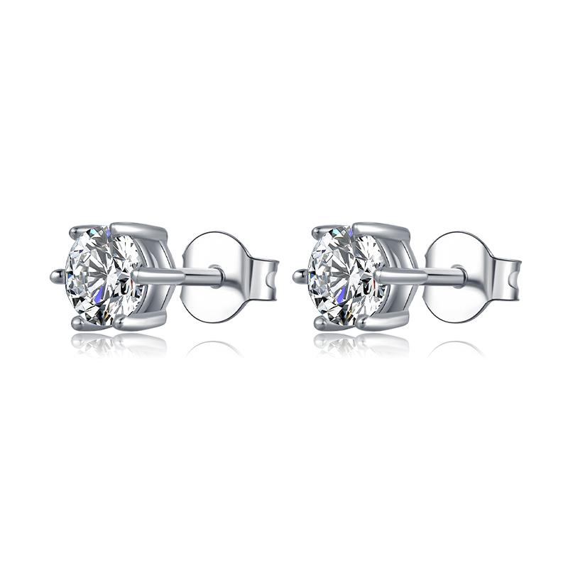 925 Sterling Silver Classic Round Cut Cubic Zirconia Stud Earrings