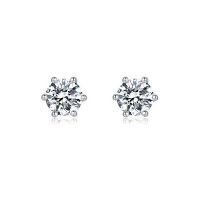 925 Sterling Silver Classic Round Cut Cubic Zirconia Stud Earrings