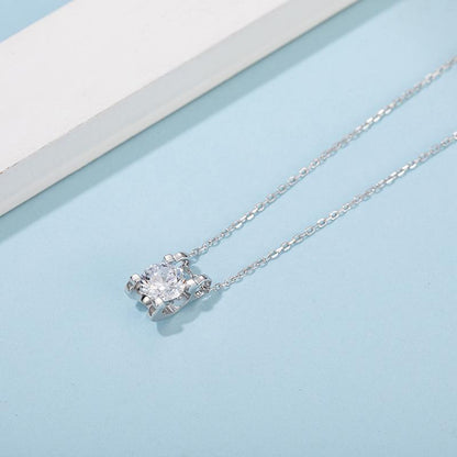 925 Sterling Silver Classic Brilliant Round CZ Pendant Necklace