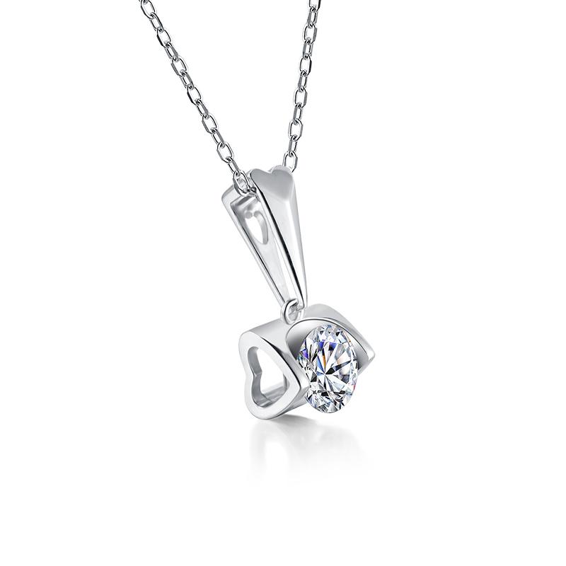 925 Sterling Silver Classic Brilliant Round CZ Pendant Necklace