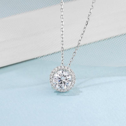 925 Sterling Silver Classic Brilliant Round CZ Pendant Necklace