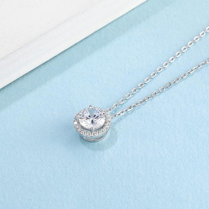 925 Sterling Silver Classic Brilliant Round CZ Pendant Necklace