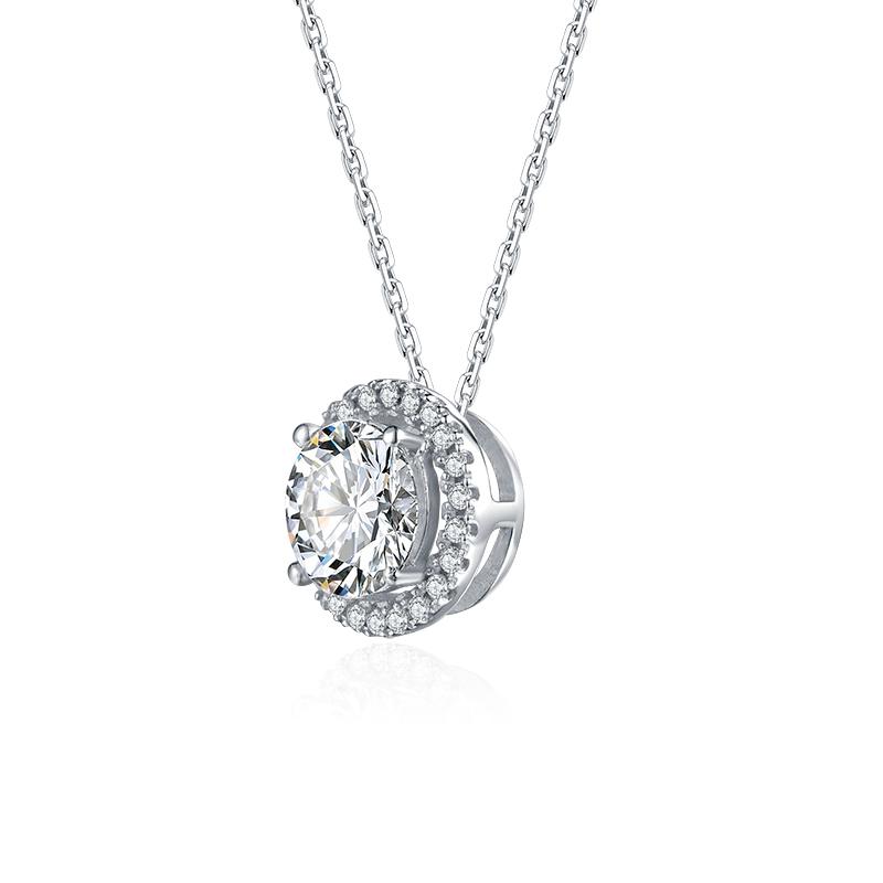 925 Sterling Silver Classic Brilliant Round CZ Pendant Necklace