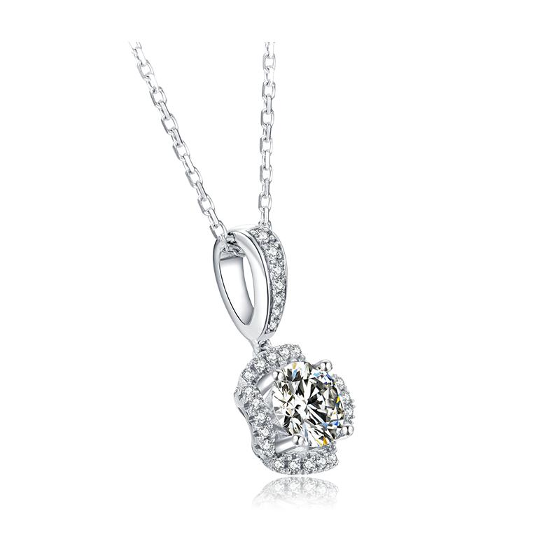 925 Sterling Silver Classic Brilliant Round CZ Pendant Necklace