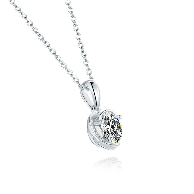 925 Sterling Silver Classic Brilliant Round CZ Heart-shaped Pendant Necklace