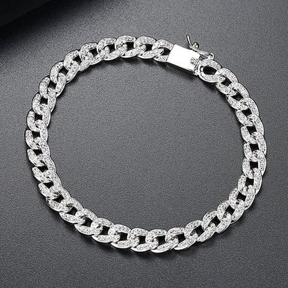 925 Sterling Silver Round Cut Created Diamond Fashion Twisted Piece Bracelet