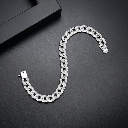 925 Sterling Silver Round Cut Created Diamond  Thick Fashion Twist Bracelet