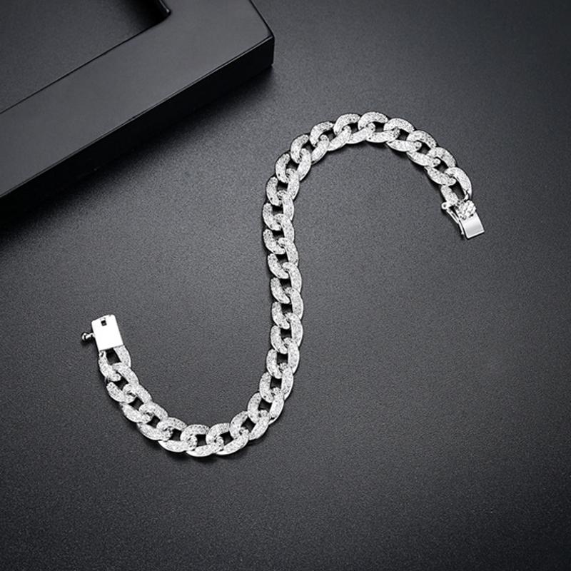 925 Sterling Silver Round Cut Created Diamond  Thick Fashion Twist  Bracelet