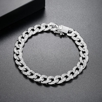 925 Sterling Silver Round Cut Created Diamond  Thick Fashion Twist Bracelet