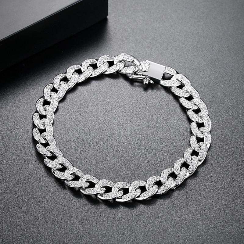 925 Sterling Silver Round Cut Created Diamond  Thick Fashion Twist  Bracelet