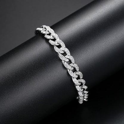 925 Sterling Silver Round Cut Created Diamond  Thick Fashion Twist Bracelet