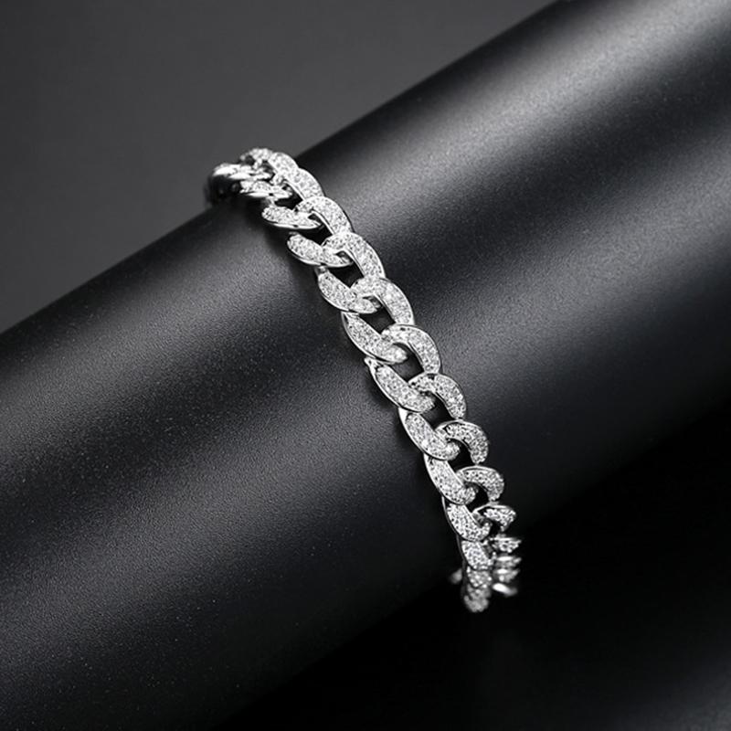 925 Sterling Silver Round Cut Created Diamond  Thick Fashion Twist  Bracelet