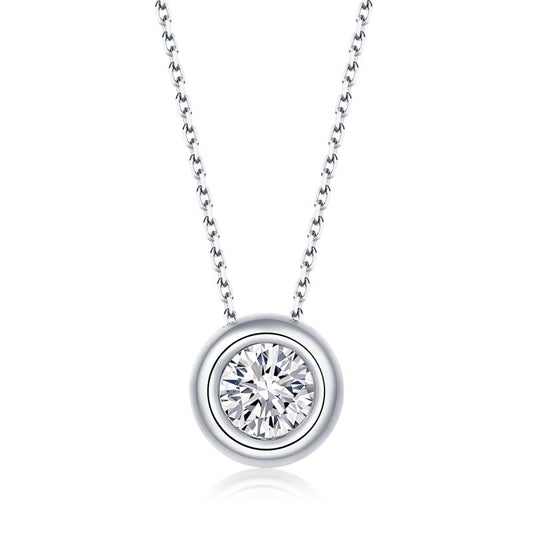 925 Sterling Silver Classic Round Cut CZ Necklace