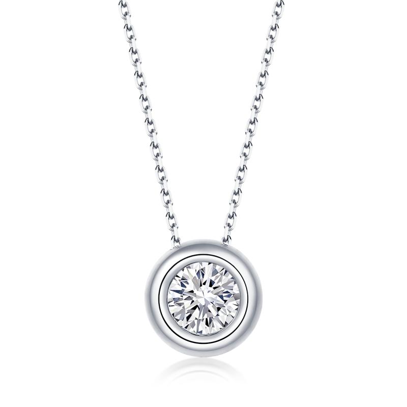 925 Sterling Silver Classic Round Cut CZ Necklace