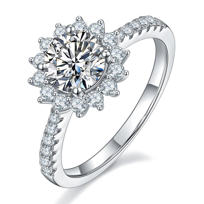 925 Sterling Silver Round Cut CZ Halo Pave Ring