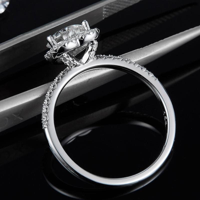 925 Sterling Silver Round Cut Halo Heart Shaped CZ Ring