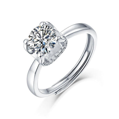 925 Sterling Silver Round Cut CZ Hidden Halo Ring