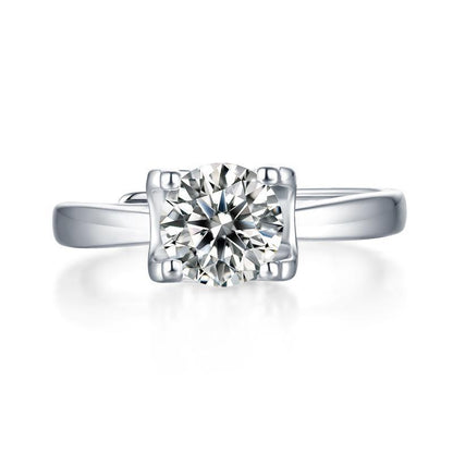 925 Sterling Silver Round Cut CZ Hidden Halo Ring