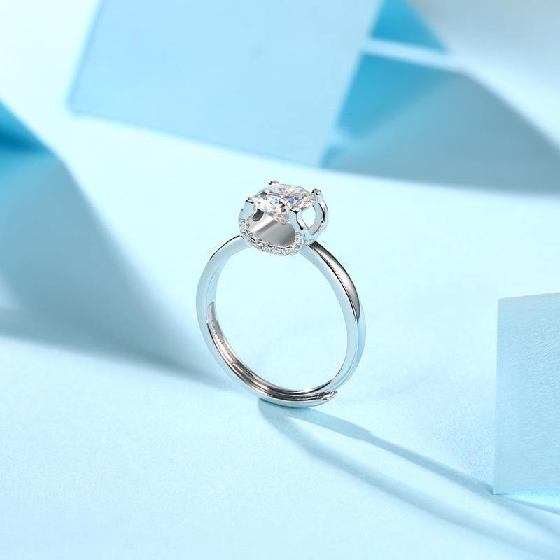 925 Sterling Silver Round Cut CZ Hidden Halo Ring