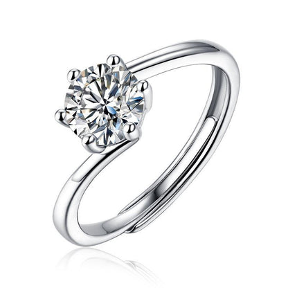 925 Sterling Silver Round Brilliant Cut CZ Swirl Solitaire Ring