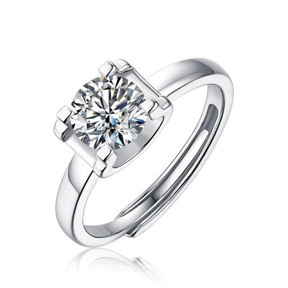 Round Cut Moissanite Diamond Solitaire Ring Adjustable Size