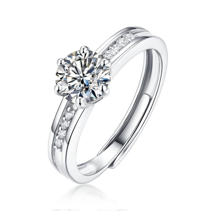 925 Sterling Silver Classic Round Brilliant Cut CZ Semi Pave Ring