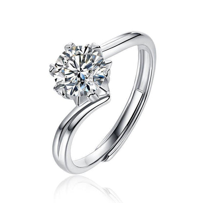 925 Sterling Silver Round Brilliant Cut CZ Swirl Solitaire Ring