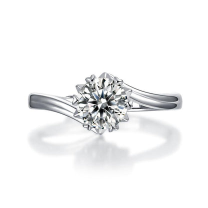 925 Sterling Silver Round Brilliant Cut CZ Swirl Solitaire Ring