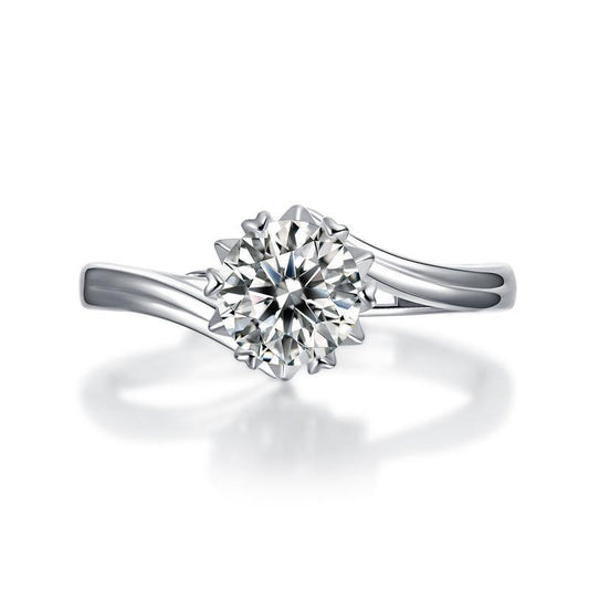 925 Sterling Silver Round Brilliant Cut CZ Swirl Solitaire Ring