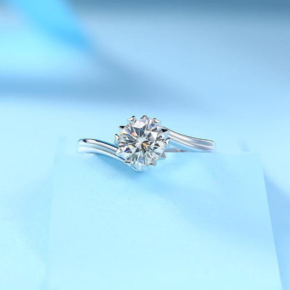 925 Sterling Silver Round Brilliant Cut CZ Swirl Solitaire Ring