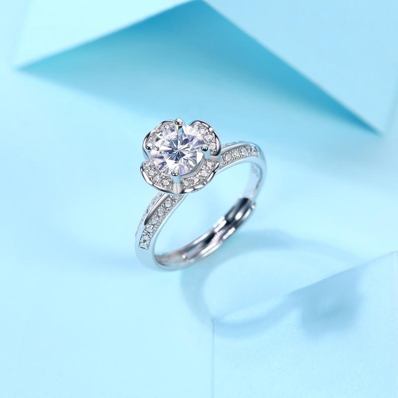 925 Sterling Silver Halo Round Brilliant Cut CZ Ring