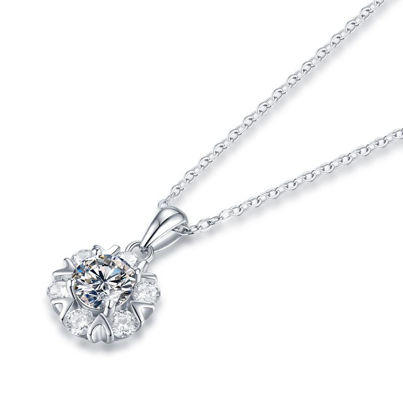 925 Sterling Silver Round Cut CZ Necklace