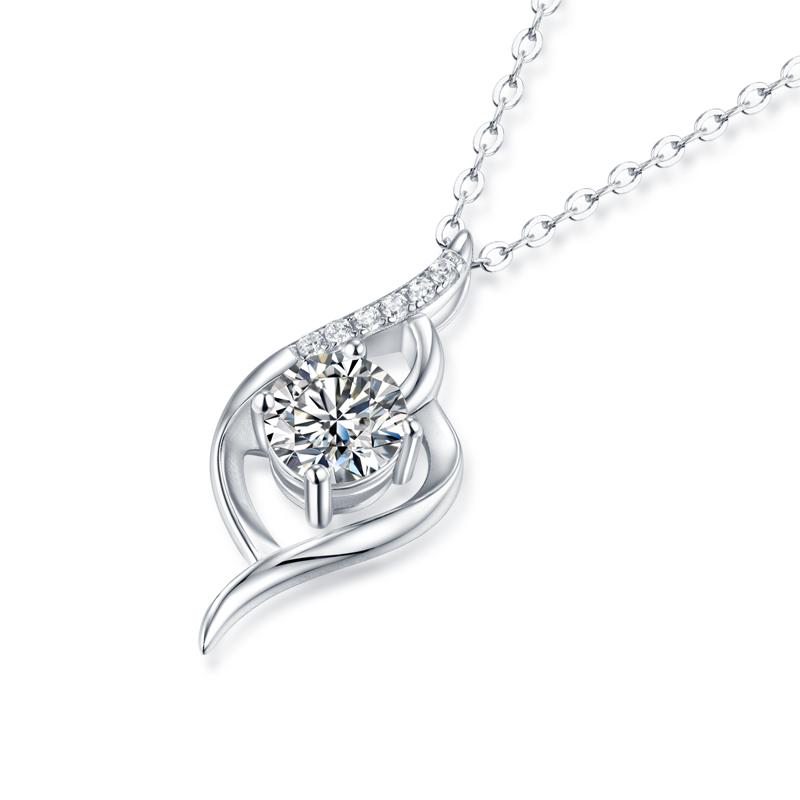 925 Sterling Silver Classic Round Cut CZ Diamond Pendant Necklace