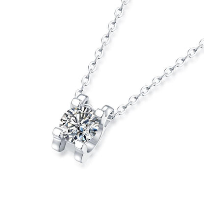 925 Sterling Silver Round Brilliant Cut CZ Diamond Pendant Necklace