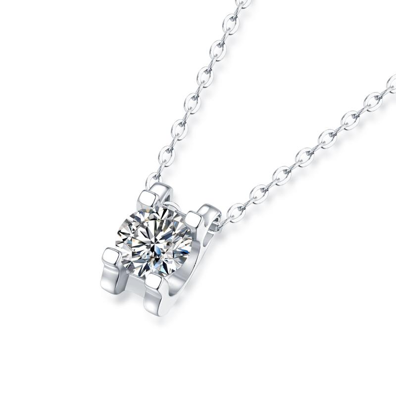 925 Sterling Silver Classic Round Brilliant Cut CZ Diamond Pendant Necklace