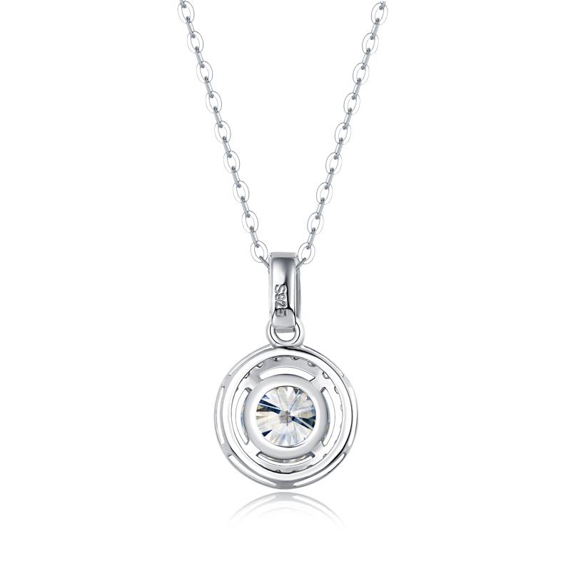 925 Sterling Silver Halo Round Cut CZ Diamond Pendant Necklace