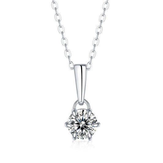 925 Sterling Silver Round Brilliant CZ Diamond Pendant Necklace