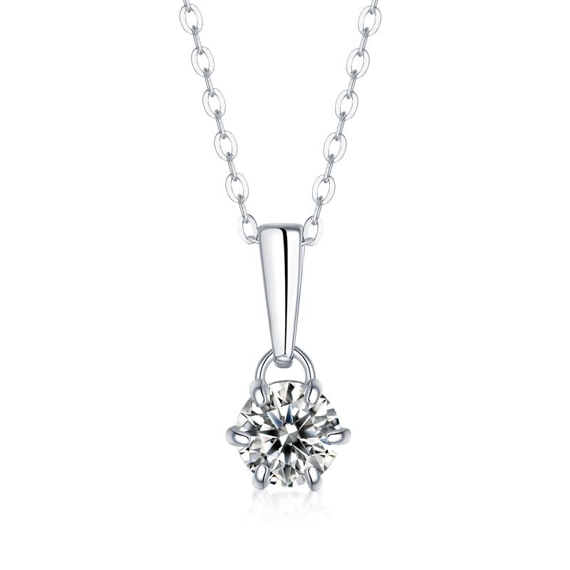 925 Sterling Silver Round Brilliant CZ Diamond Pendant Necklace